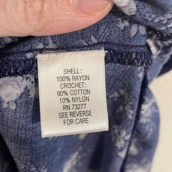 Elle Women Mini Dress Small Blue Lace Floral Contemporary Coastal Cowgirl Preppy - Picture 8 of 13